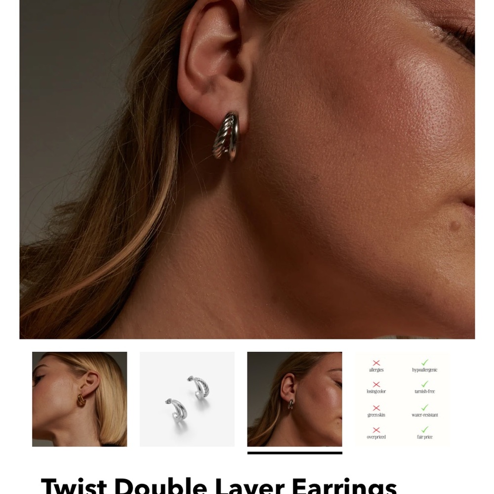 Twist Double Layer Earrings - Picture 2 of 3